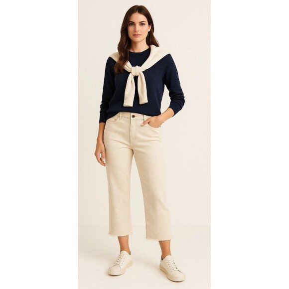 Judy Blue 18W Garment Dyed Cropped Jeans Beige Raw Hem Stretch Denim Pants - Picture 1 of 11